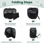 Pet Puppy Dog Playpen, Small Dog Tent Crates Cage Indoor/Outdoor, Portable Playpen for Cat, Foldable Pop up Dog Kennel Playpen with Carring Case, Removable Zipper Top, Dark Grey