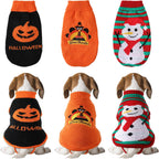 3 Pack Halloween Thanksgiving Christmas Dog Cat Sweaters Sets Dogs Fall Clothes Pumpkin Turkey Snowman Dog Cat Knit Sweaters Pets Costumes for Holiday Dogs Cats Pets(Medium)