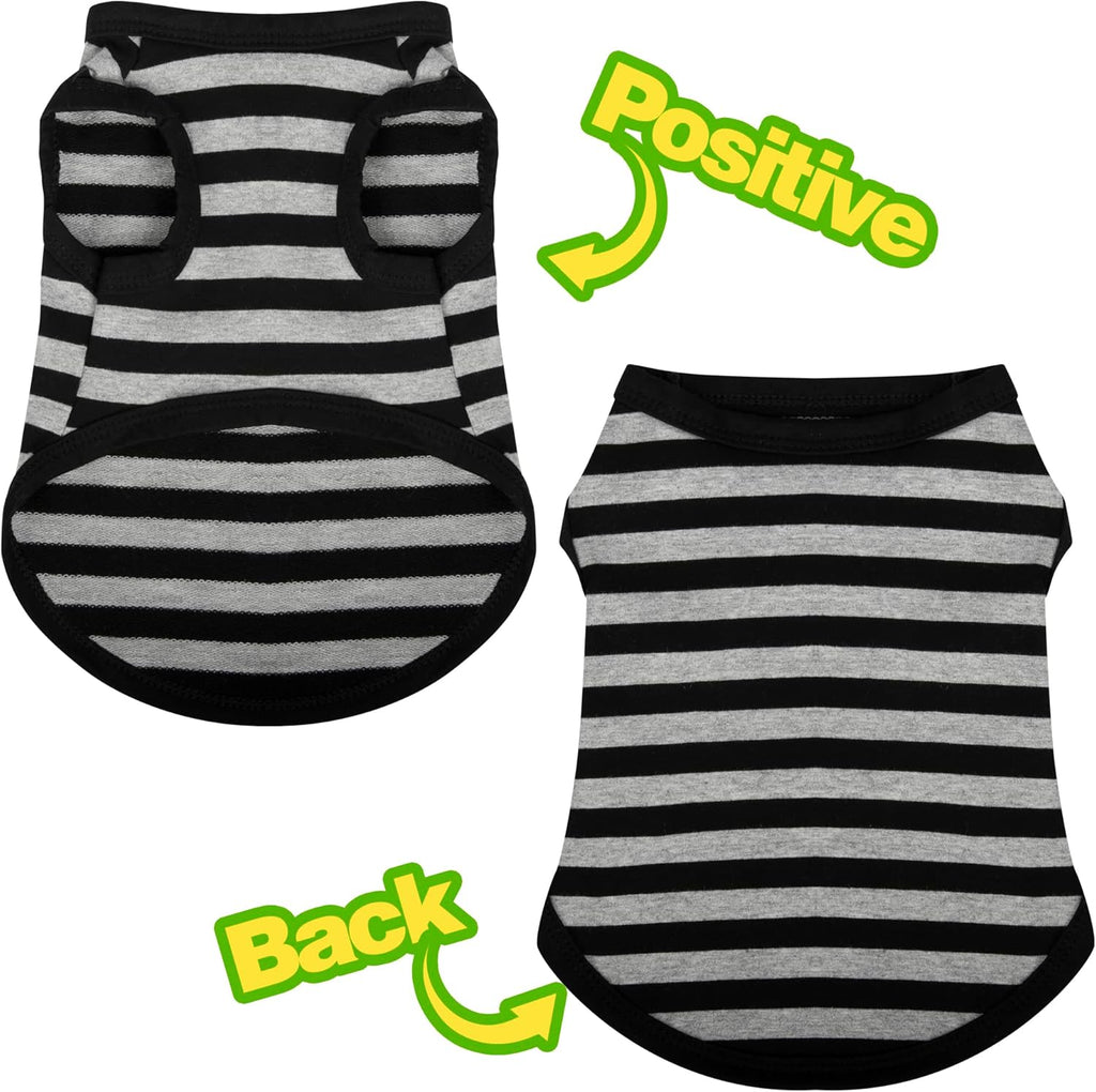 6-Piece Striped Shirt Set: Cotton Sleeveless Puppy Dog Shirts, Breathable Pet Apparel Tank Tops, Colorful Sweatshirts for Small & Medium Dogs