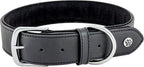Pet Collection Padded Cute Dog Collar, Leather Dog Collar for Small Dogs, Black, Small
