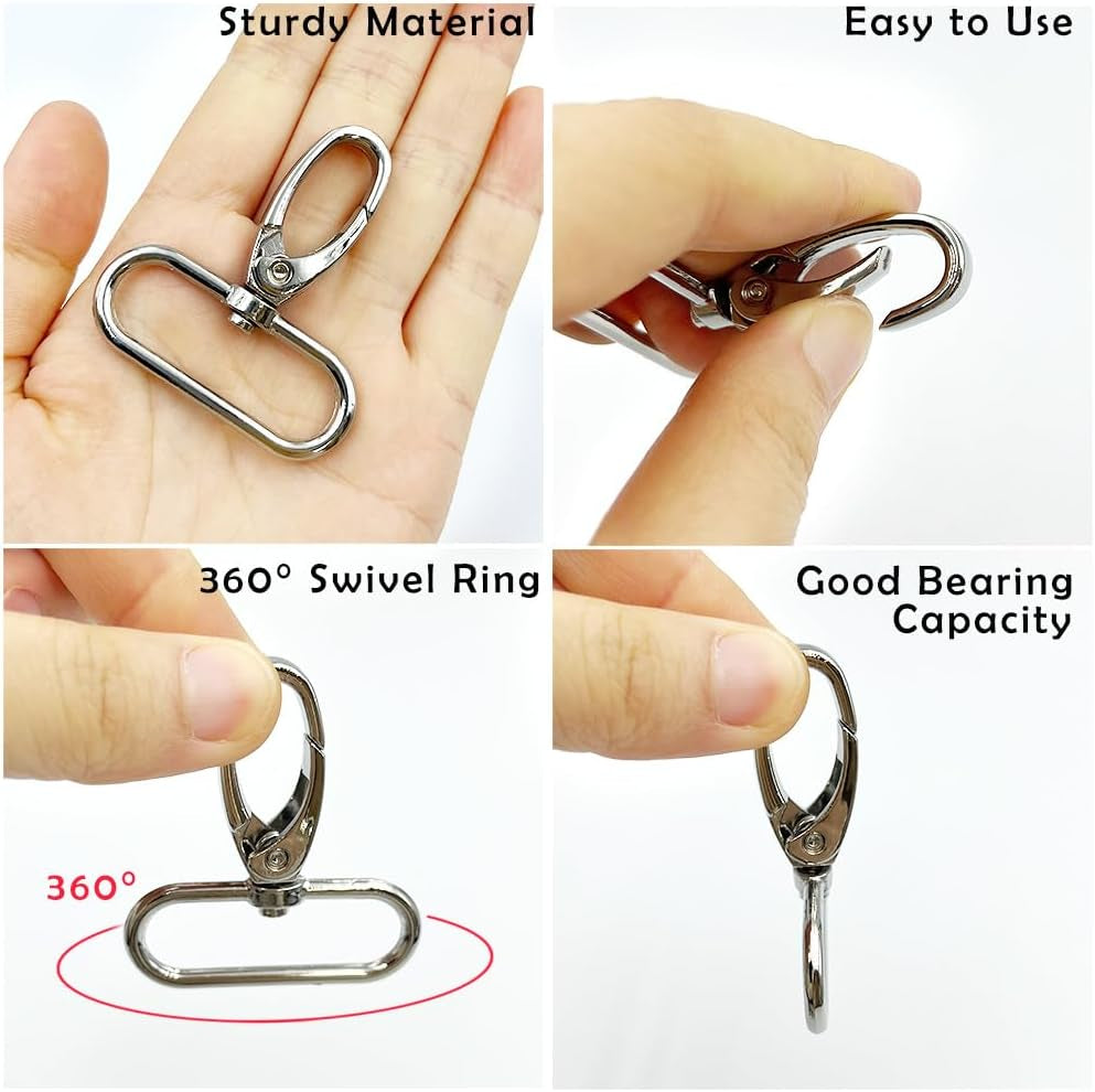 15Pcs 1.5 Inch Metal Lobster Clasps Claw Push Gate Silver Swivel Snap Hooks