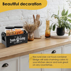 Dog Treat Container,Wooden Dog Biscuit Organiser with 2 Plastic Jars,Pet Treat Station for Dog and Cat,Storage Canister for Pet Owners and Lovers (Black)