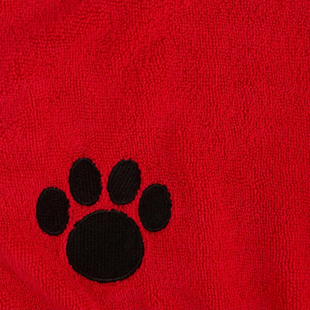 Pet Robe Collection Embroidered Absorbent Microfiber Bath Robe with Adjustable Closure, for Dogs & Cats, Large, Red