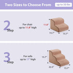 Dog Stairs for Small Dogs, 2-Steps Dog Ramp for Couch, Pet Stairs with Highly Supportive Foam and Non-Slip Bottom, Pet Steps for Cat & Doggie (High 11.8 Inch)
