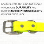 Waterproof Dog Collar, Nickel Double, Large Yellow