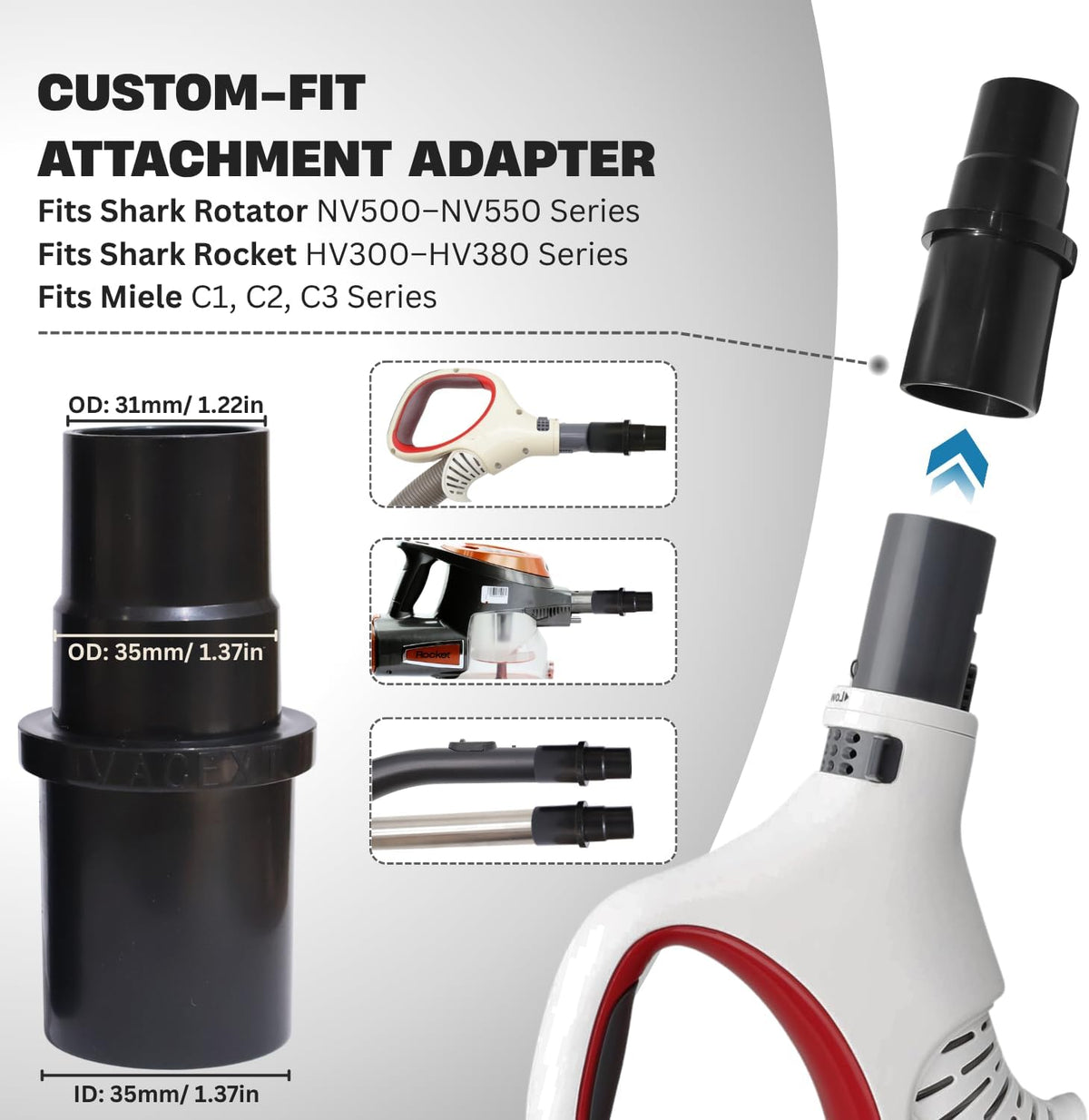 Dog Brush Vacuum Attachment for Miele Classic C1 C2 C3 & Shark Vacuums