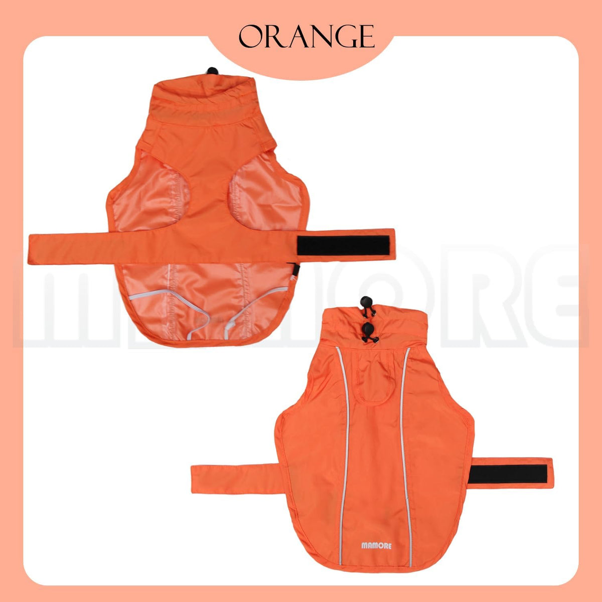 Waterproof Dog Raincoat with Reflective Strip, Adjustable Breathable Rain Coat Jacket with Leash Hole for Dogs (Orange, Medium)
