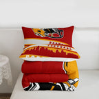 Football Comforter Set Full Football Fans Bedding for Kids Football City Bedding Comforter Sets Red Yellow Rugby Competition Room Decor Sports Ball Game Duvet Insert