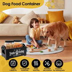 Dog Treat Container,Wooden Dog Biscuit Organiser with 2 Plastic Jars,Pet Treat Station for Dog and Cat,Storage Canister for Pet Owners and Lovers (Black)