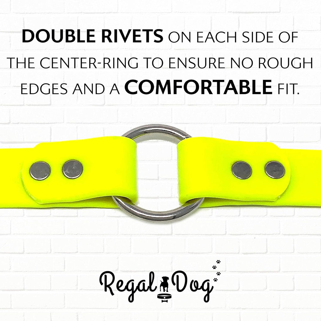 Waterproof Dog Collar, Nickel Double, Large Yellow