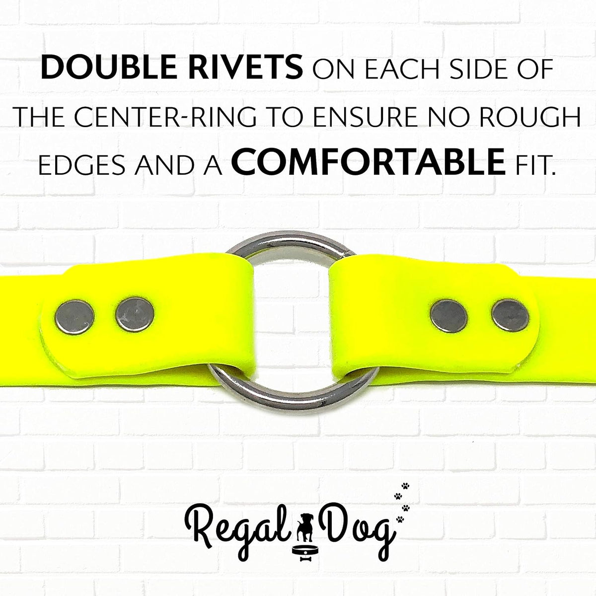 Waterproof Dog Collar, Nickel Double, Large Yellow