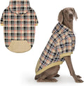 Plaid Dog Hoodie - British Style Warm Dog Sweater Shirt with Leash Hole,Pitbull Clothes Outfits,Winter Coat Apparel for All Breeds Puppy Girl Boy-Cat Apparel,Beige Xl-Xxlarge