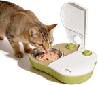 2-Meal Automatic Wet Food Feeder with Ice Packs,48H Timer, Cats & Small Dogs, Battery Operated, Dual Trays