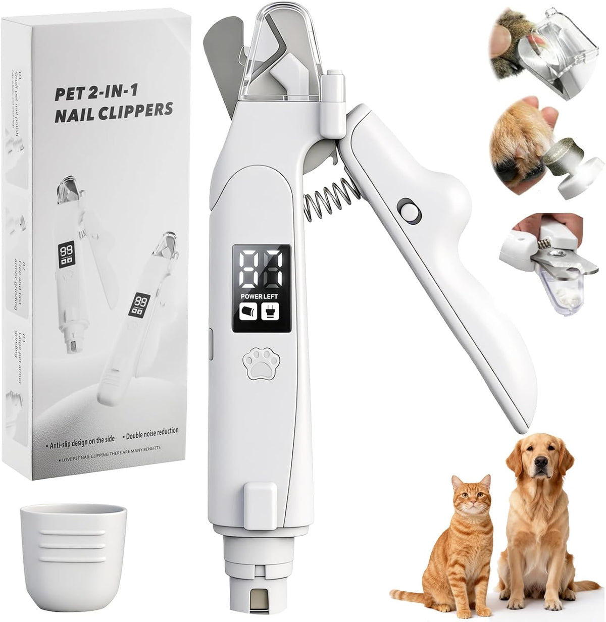 Dog Nail Clippers with Light, 2-In-1 Cat Nail Clippers