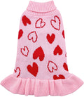 Valentines Dog Sweater Dress, Turtleneck Pullover Heart Outfit
