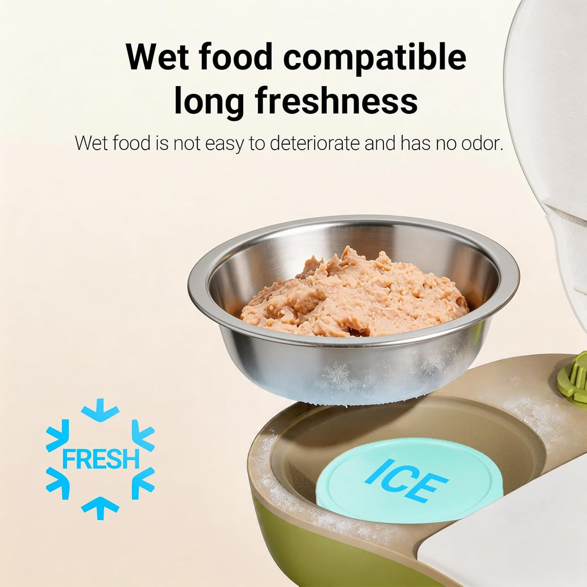 2-Meal Automatic Wet Food Feeder with Ice Packs,48H Timer, Cats & Small Dogs, Battery Operated, Dual Trays
