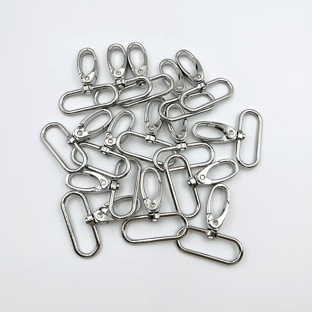 15Pcs 1.5 Inch Metal Lobster Clasps Claw Push Gate Silver Swivel Snap Hooks