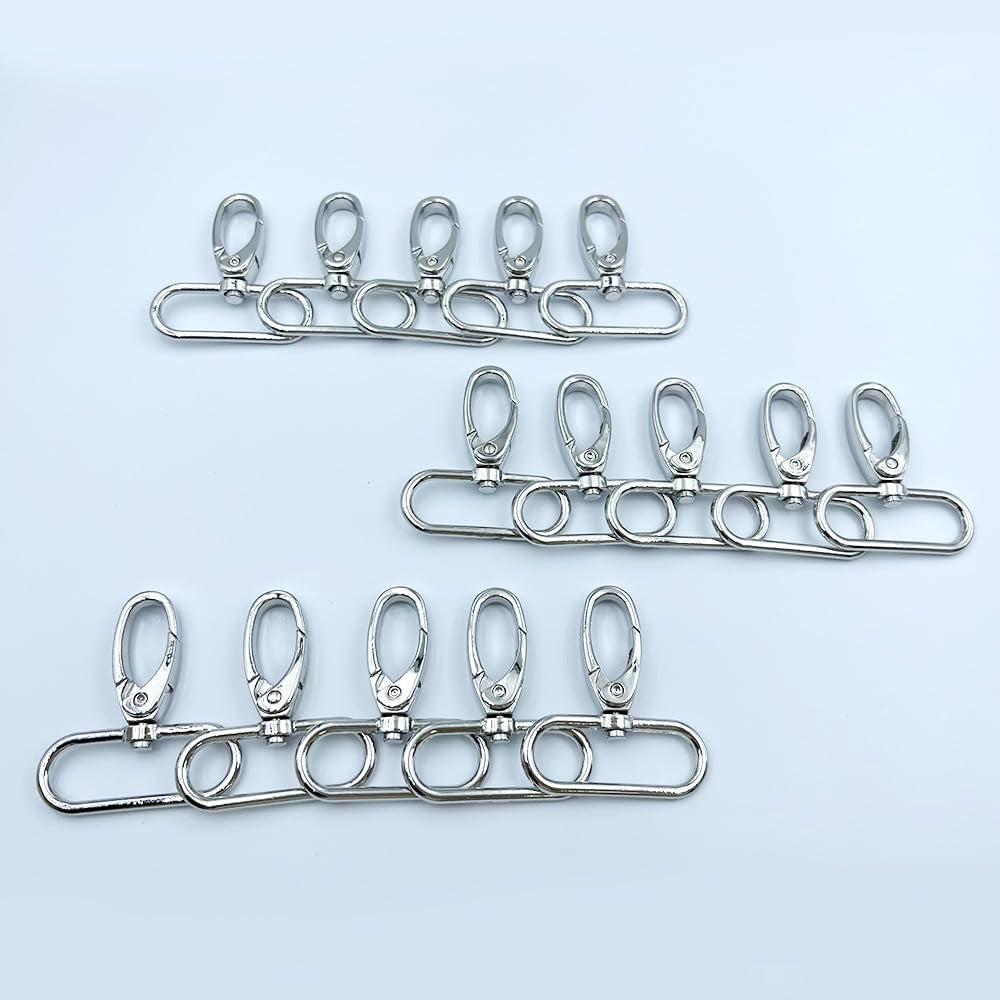 15Pcs 1.5 Inch Metal Lobster Clasps Claw Push Gate Silver Swivel Snap Hooks