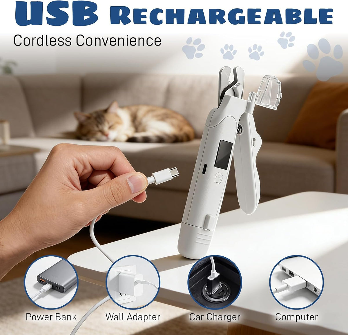 Dog Nail Clippers with Light, 2-In-1 Cat Nail Clippers