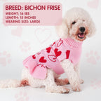 Valentines Dog Sweater Dress, Turtleneck Pullover Heart Outfit