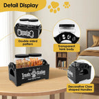Dog Treat Container,Wooden Dog Biscuit Organiser with 2 Plastic Jars,Pet Treat Station for Dog and Cat,Storage Canister for Pet Owners and Lovers (Black)