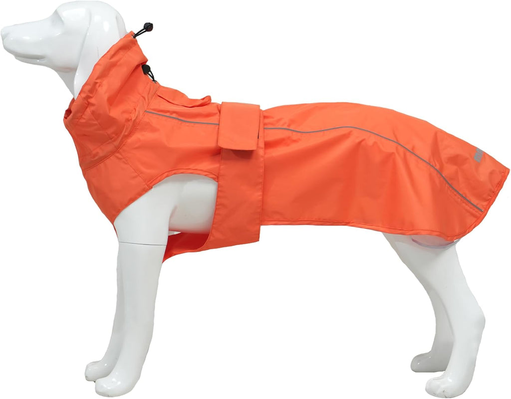 Waterproof Dog Raincoat with Reflective Strip, Adjustable Breathable Rain Coat Jacket with Leash Hole for Dogs (Orange, Medium)