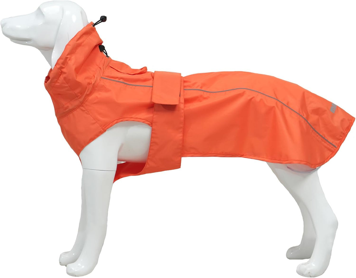 Waterproof Dog Raincoat with Reflective Strip, Adjustable Breathable Rain Coat Jacket with Leash Hole for Dogs (Orange, Medium)
