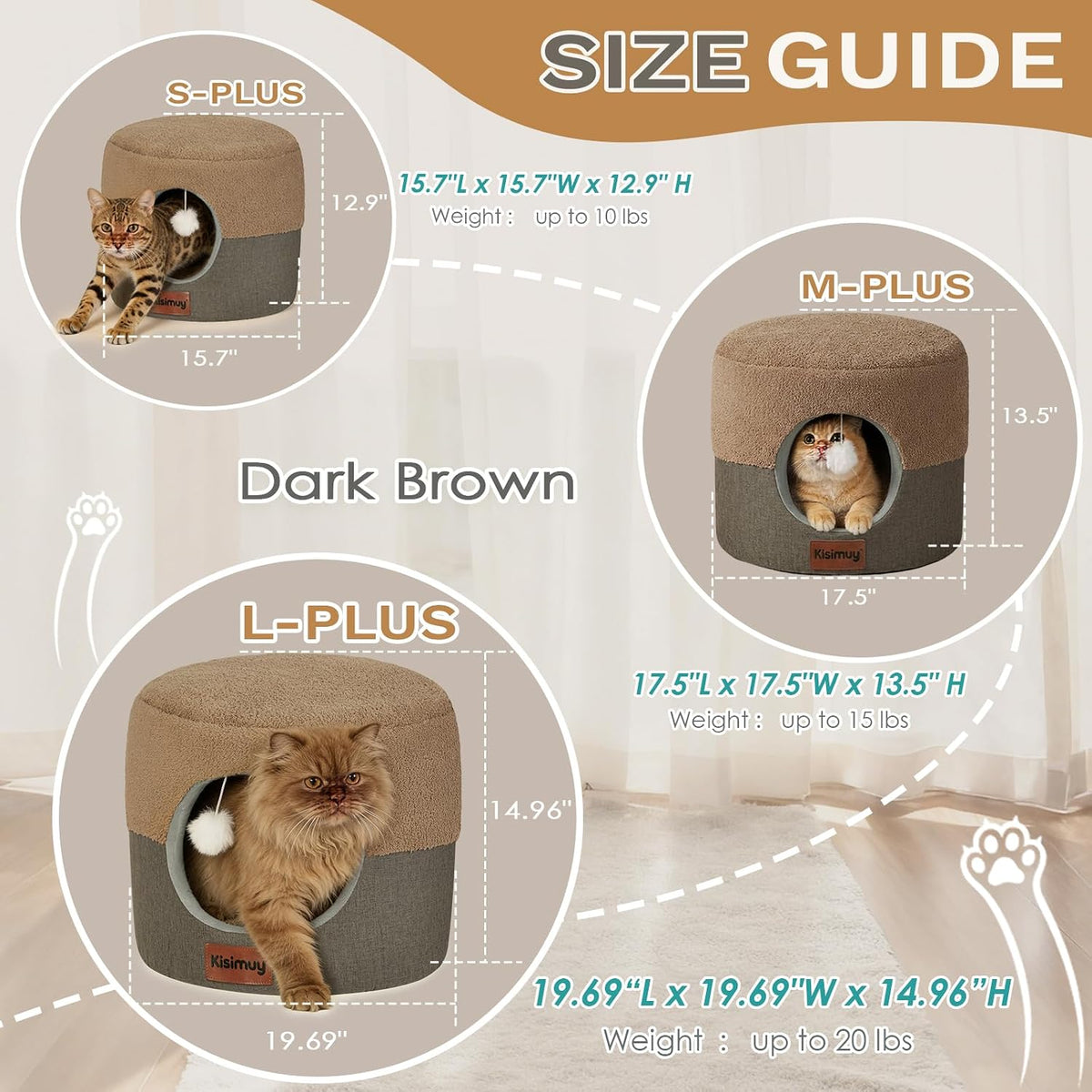 2-In-1 Cat Bed Cave, Cozy Covered Cat Beds for Indoor Cats,Pet Bed