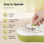 2-Meal Automatic Wet Food Feeder with Ice Packs,48H Timer, Cats & Small Dogs, Battery Operated, Dual Trays