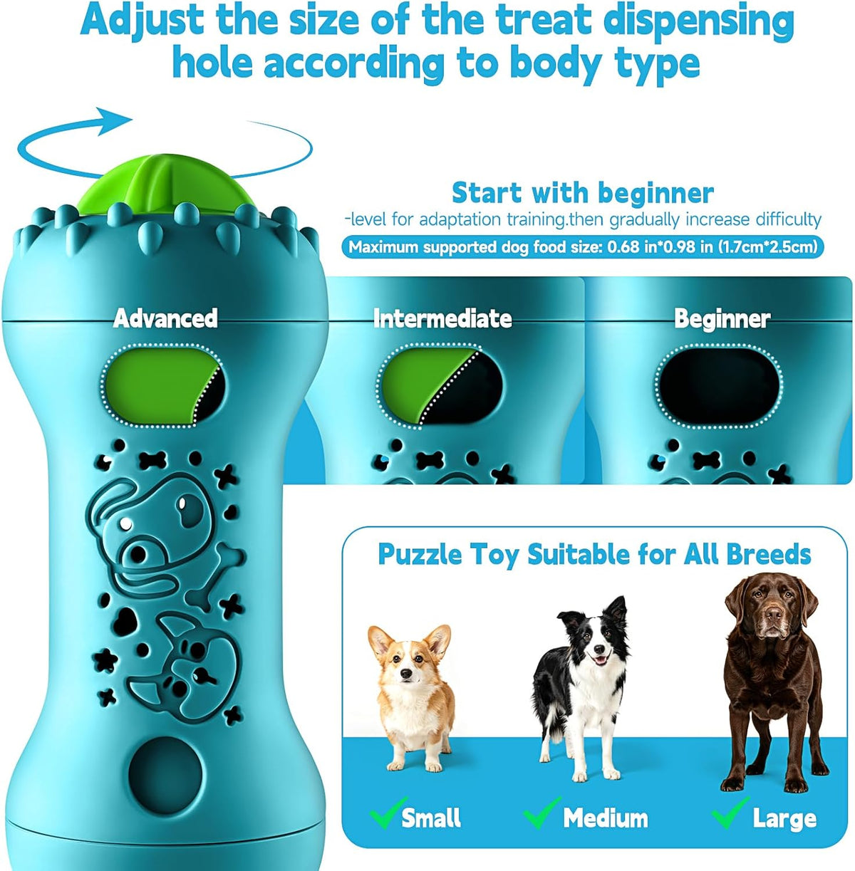 2 Pack Dog Puzzle Toys, Adjustable Treat Dispensing Slow Feeder Toy, Interactive Dog Enrichment Toy for Brain Stimulation and Boredom Relief
