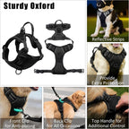 Dog Harness Collar and Leash Set - Dog Halter Harnesses Fits Small Medium Dogs (Black-M)