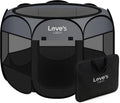 Pet Puppy Dog Playpen, Small Dog Tent Crates Cage Indoor/Outdoor, Portable Playpen for Cat, Foldable Pop up Dog Kennel Playpen with Carring Case, Removable Zipper Top, Dark Grey