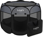 Pet Puppy Dog Playpen, Small Dog Tent Crates Cage Indoor/Outdoor, Portable Playpen for Cat, Foldable Pop up Dog Kennel Playpen with Carring Case, Removable Zipper Top, Dark Grey