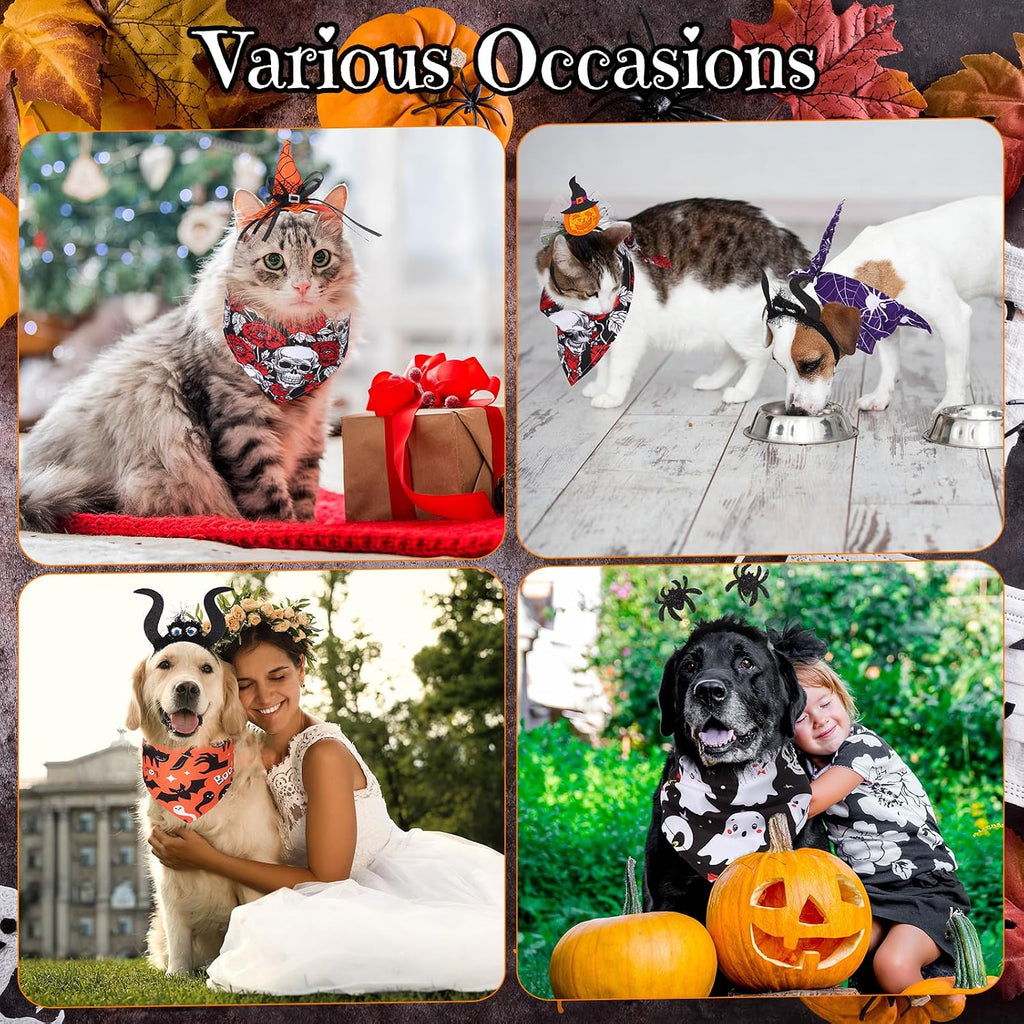 18 Pcs Halloween Dog Headbands and Bandanas. Pet Costume Accessories