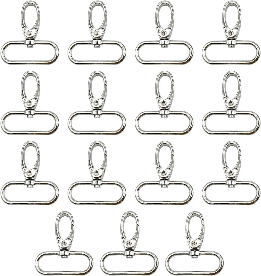 15Pcs 1.5 Inch Metal Lobster Clasps Claw Push Gate Silver Swivel Snap Hooks