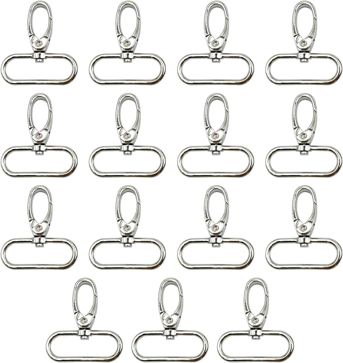 15Pcs 1.5 Inch Metal Lobster Clasps Claw Push Gate Silver Swivel Snap Hooks
