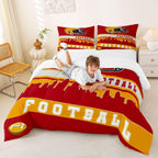 Football Comforter Set Full Football Fans Bedding for Kids Football City Bedding Comforter Sets Red Yellow Rugby Competition Room Decor Sports Ball Game Duvet Insert