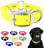 Waterproof Dog Collar, Nickel Double, Large Yellow