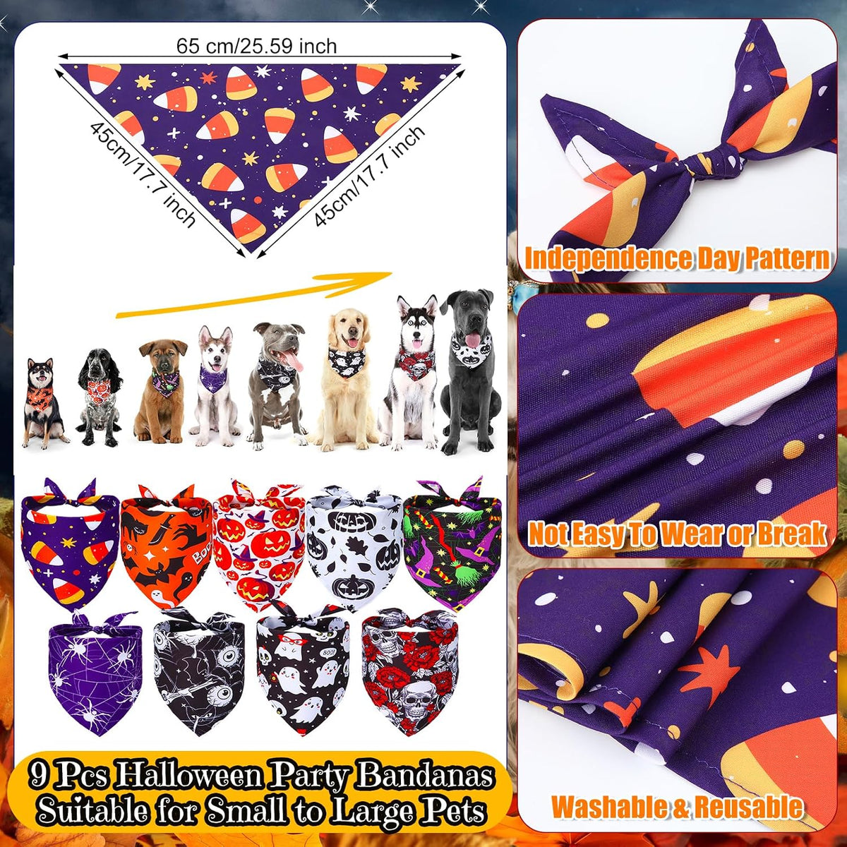 18 Pcs Halloween Dog Headbands and Bandanas. Pet Costume Accessories
