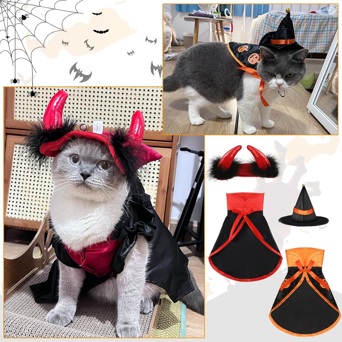 5 Pcs Cat Halloween Vampire Costume Halloween Pet