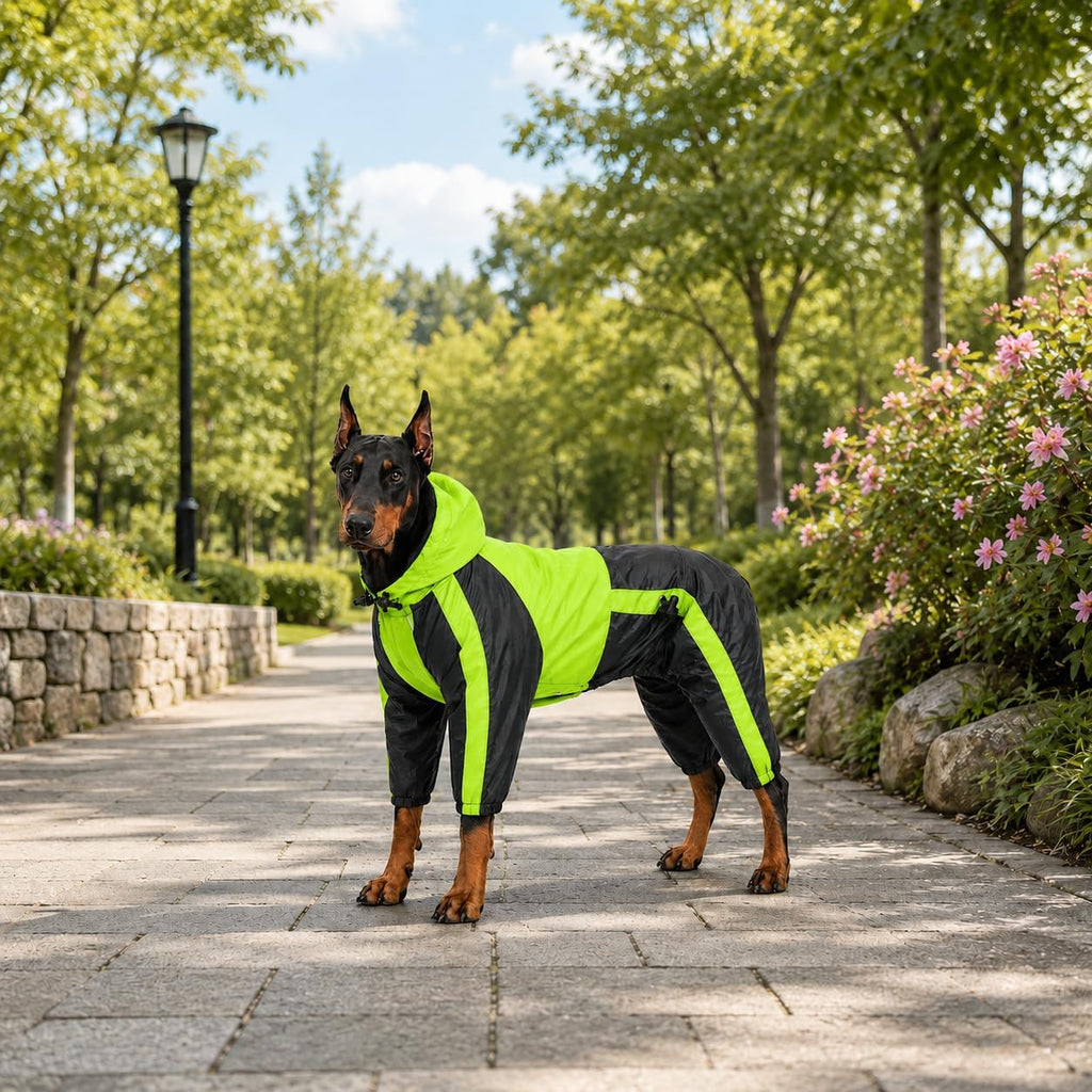 Pet Apparel Large Dog Clothing Raincoat Pet Clothes Rain Coat for Big Large Dogs Red Green Waterproof (L-M, Green)