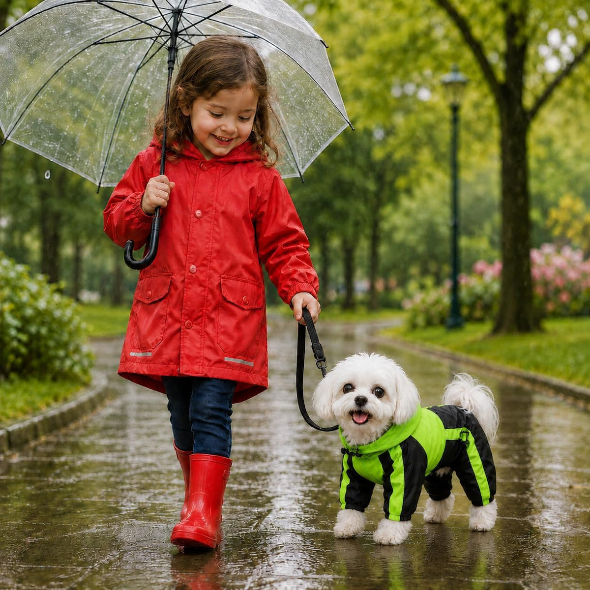 Pet Apparel Large Dog Clothing Raincoat Pet Clothes Rain Coat for Big Large Dogs Red Green Waterproof (L-M, Green)