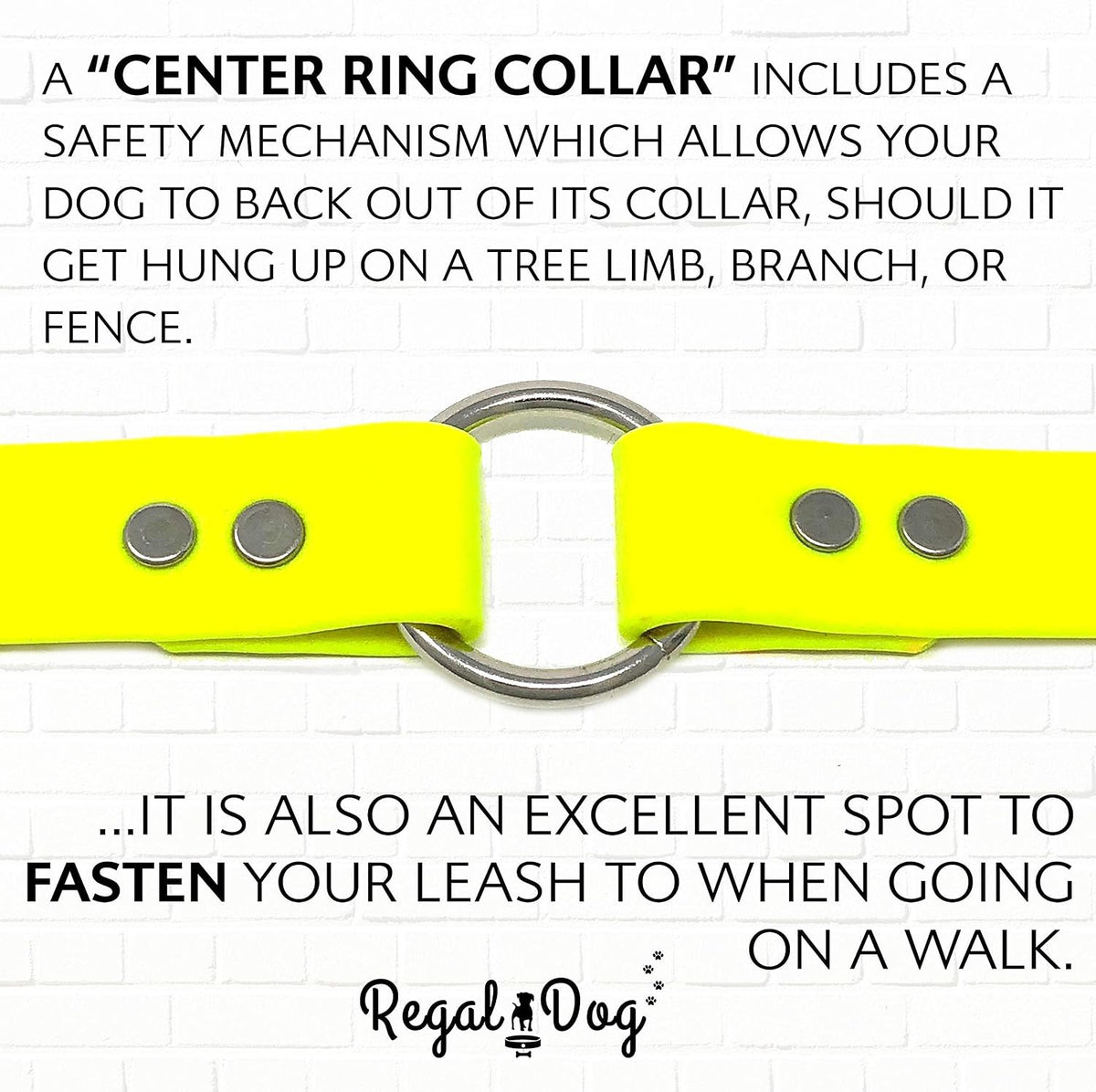 Waterproof Dog Collar, Nickel Double, Large Yellow