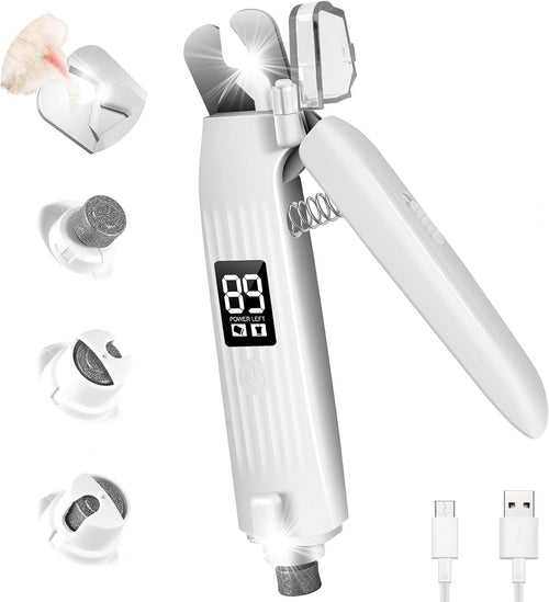 Dog Nail Clippers with Light, 2-In-1 Pet Nail Grinder, USB Rechargeable
