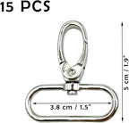 15Pcs 1.5 Inch Metal Lobster Clasps Claw Push Gate Silver Swivel Snap Hooks