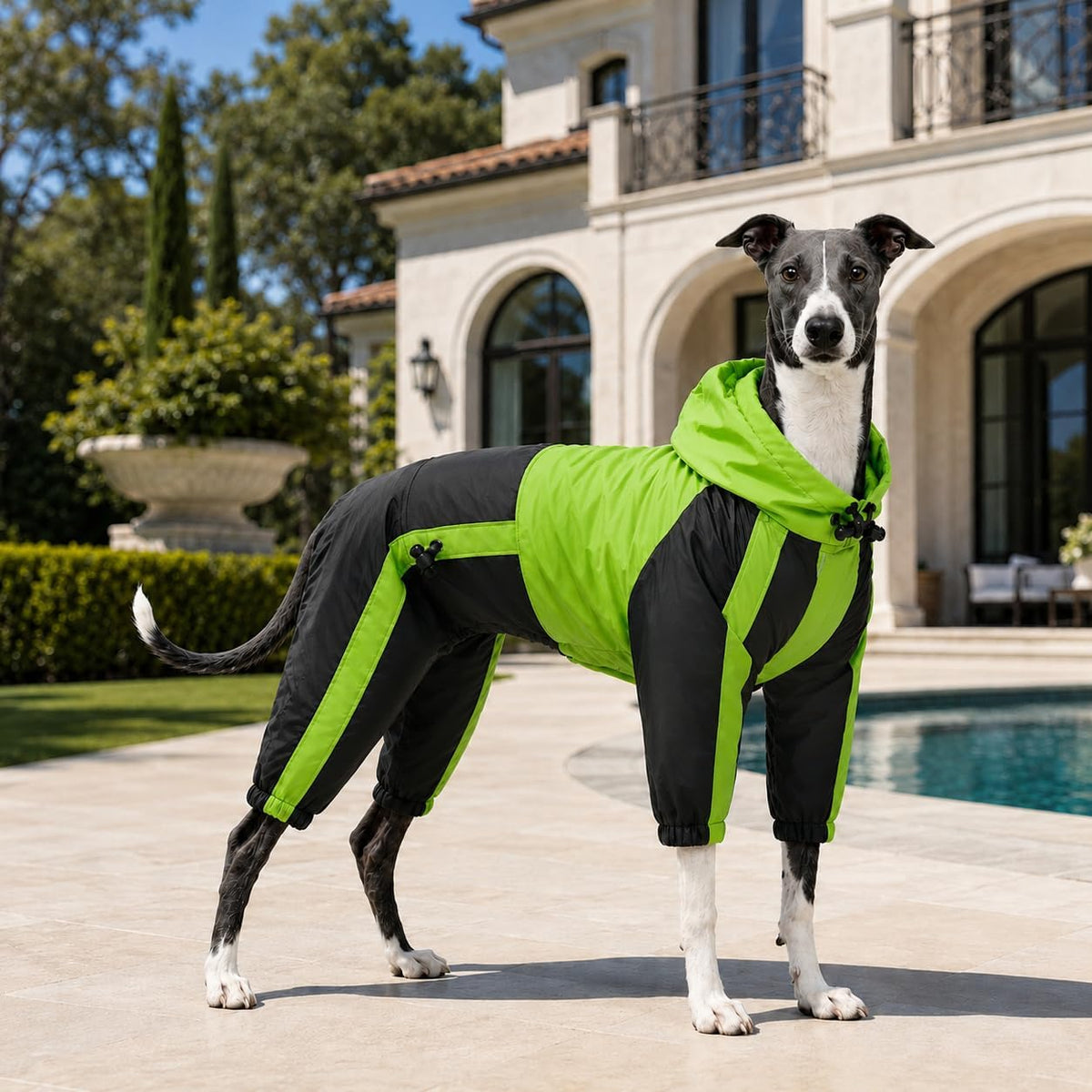 Pet Apparel Large Dog Clothing Raincoat Pet Clothes Rain Coat for Big Large Dogs Red Green Waterproof (L-M, Green)