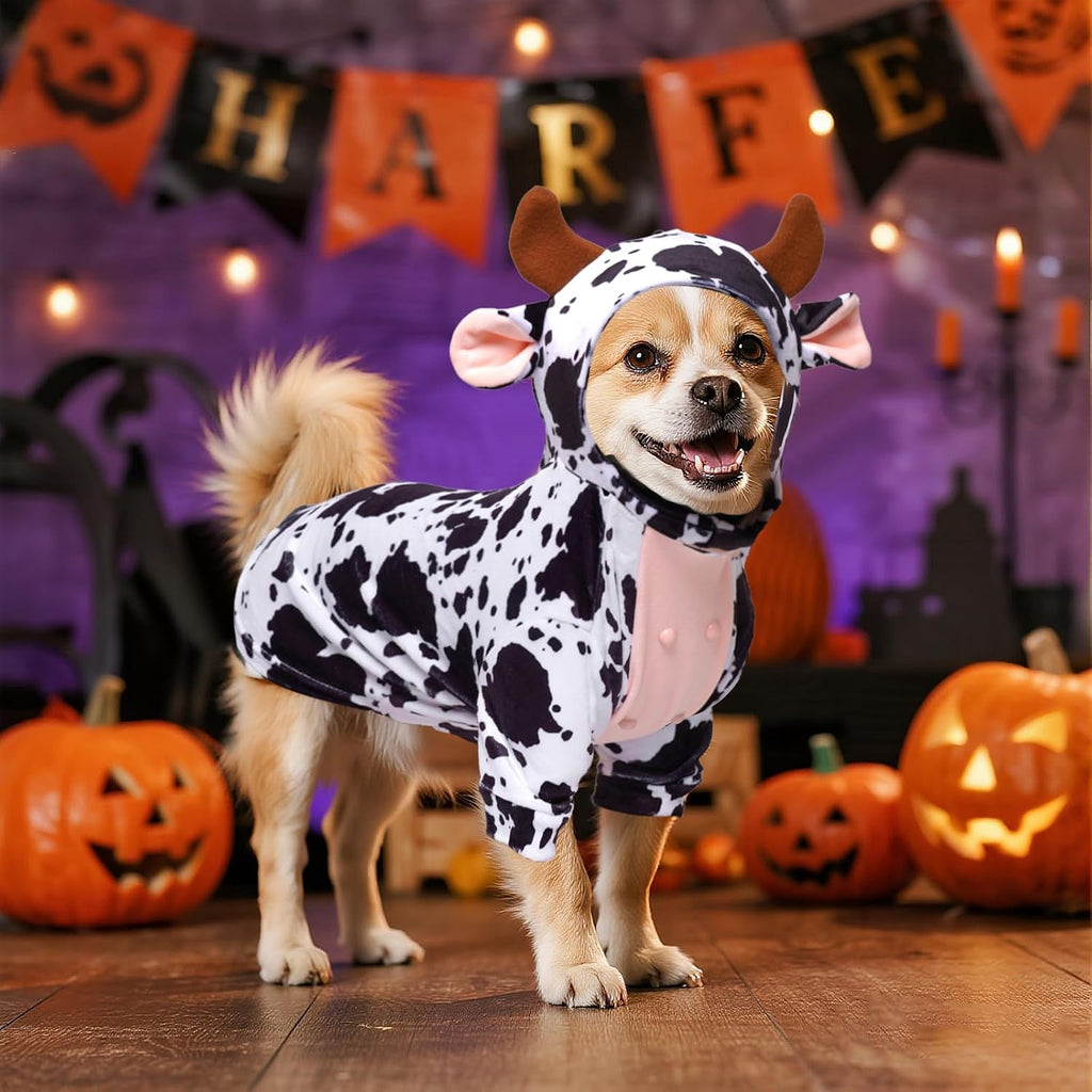 Dog Cow Costume Funny Pet Halloween Costumes for Halloween Dog Cat,S