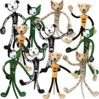 Halloween Bendable Figures - Set of 12 Flexible Dog and Cat Toys in 4 Spooky Designs, Fun Halloween Toys for Kids, Non-Candy Trick or Treat Supplies, and Party Favors