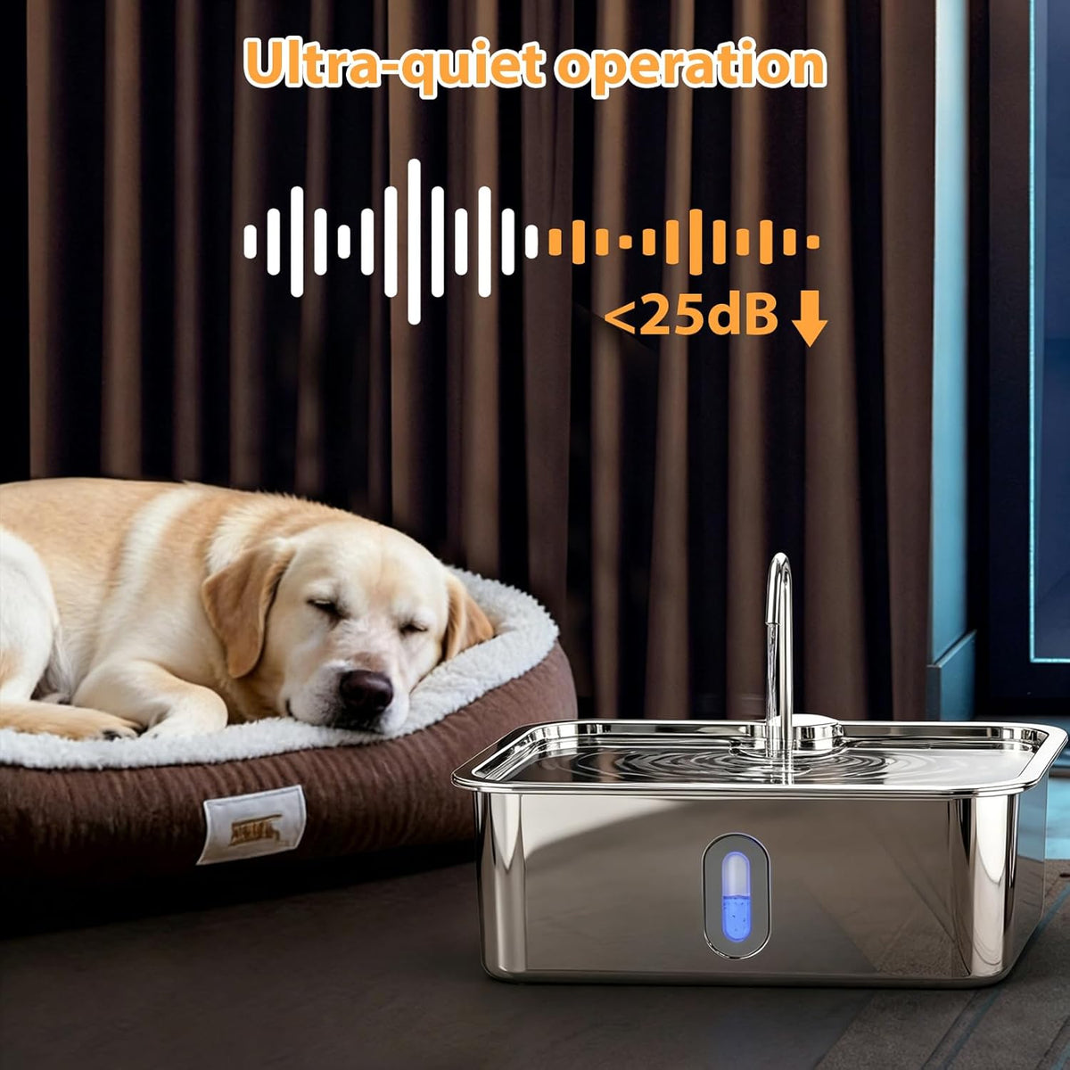 15L/4Gal Stainless Steel Dog Water Fountion Pet Fountain,1Set Filter