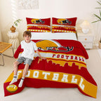 Football Comforter Set Full Football Fans Bedding for Kids Football City Bedding Comforter Sets Red Yellow Rugby Competition Room Decor Sports Ball Game Duvet Insert
